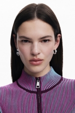 Cardigan cu dungi iridescente și fermoar
