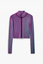Cardigan cu dungi iridescente și fermoar