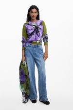 Eșarfă verde elegantă cu print floral