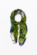 Eșarfă verde elegantă cu print floral