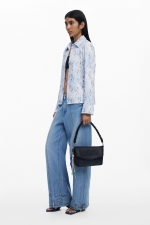 Geantă mică neagră crossbody cu fermoar