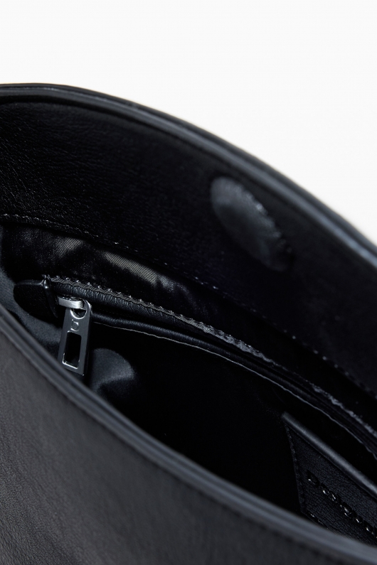 Geantă mică neagră crossbody cu fermoar