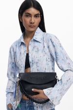 Geantă mică neagră crossbody cu fermoar