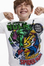 Bluză albă casual cu imprimeu Marvel