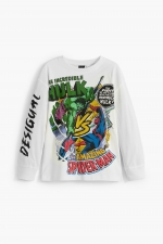 Bluză albă casual cu imprimeu Marvel