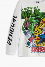 Bluză albă casual cu imprimeu Marvel