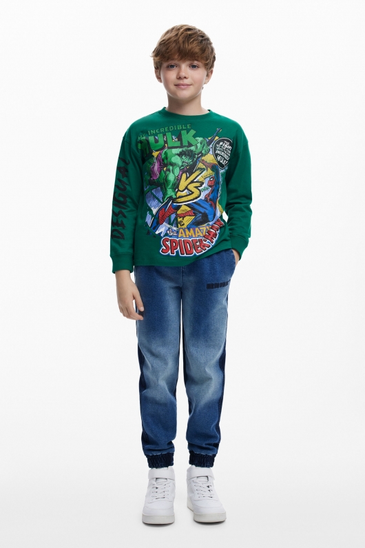 Bluză verde casual cu imprimeu Marvel