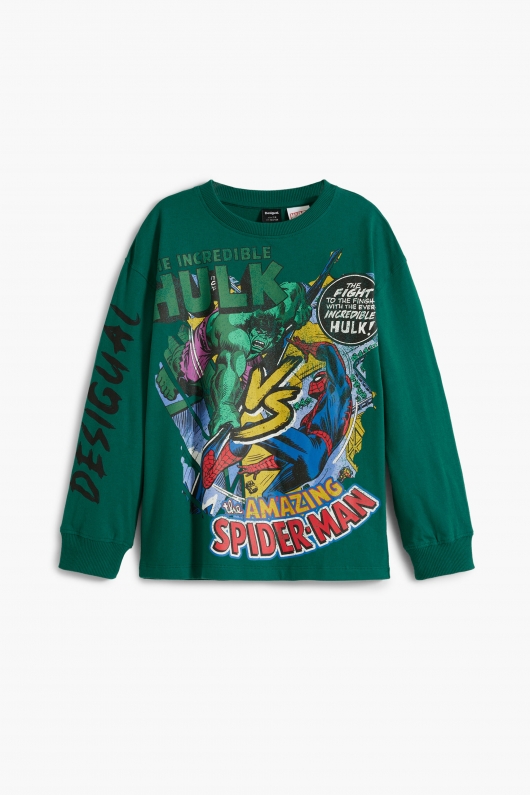 Bluză verde casual cu imprimeu Marvel