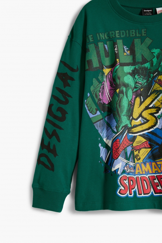 Bluză verde casual cu imprimeu Marvel