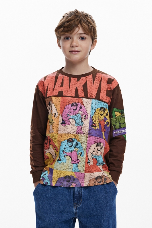 Bluză maro casual cu imprimeu Marvel™ Hulk™