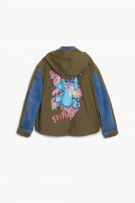 Jachetă parka denim albastră cu glugă Stitch™