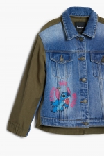 Jachetă parka denim albastră cu glugă Stitch™