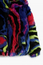 Jachetă scurtă multicoloră din blană ecologică