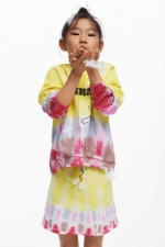 Fustă scurtă tie-dye cu talie elastică