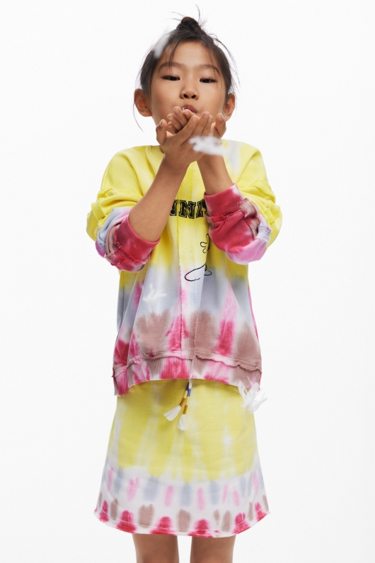 Fustă scurtă tie-dye cu talie elastică