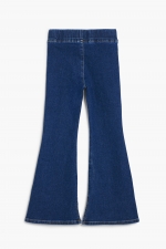 Colanți evazați albastri cu talie elastică