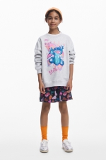 Hanorac gri oversize cu print Stitch™