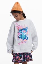 Hanorac gri oversize cu print Stitch™
