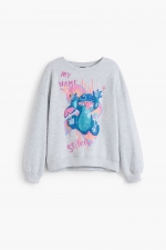 Hanorac gri oversize cu print Stitch™