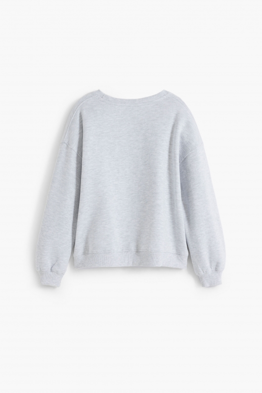 Hanorac gri oversize cu print Stitch™