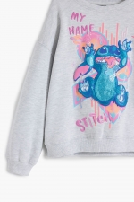 Hanorac gri oversize cu print Stitch™