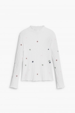 Bluză albă casual cu broderie florală