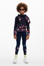 Bluză bleumarin casual cu imprimeu floral