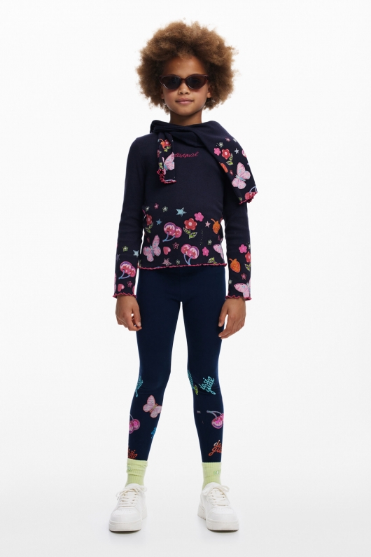 Bluză bleumarin casual cu imprimeu floral