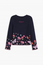 Bluză bleumarin casual cu imprimeu floral