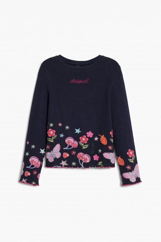 Bluză bleumarin casual cu imprimeu floral