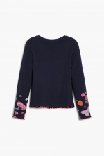 Bluză bleumarin casual cu imprimeu floral