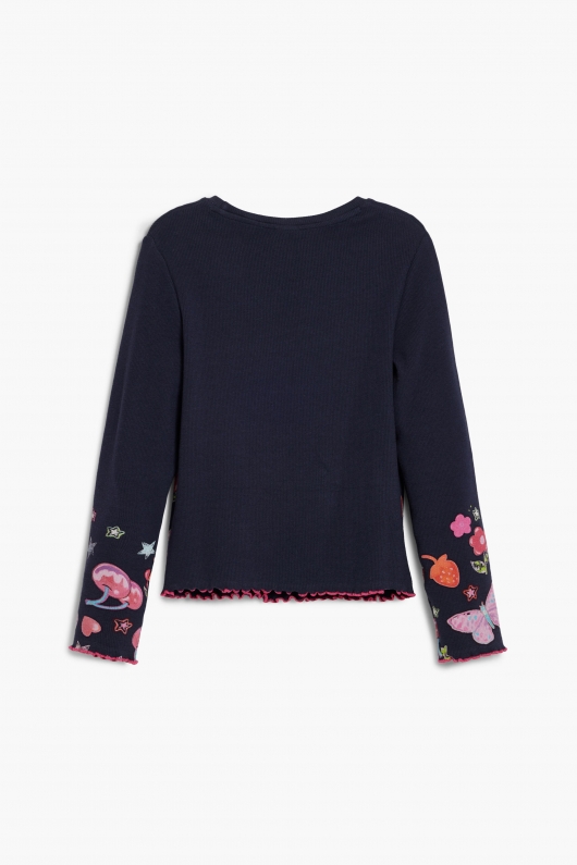 Bluză bleumarin casual cu imprimeu floral