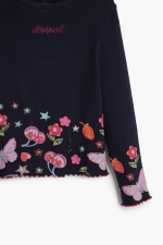 Bluză bleumarin casual cu imprimeu floral