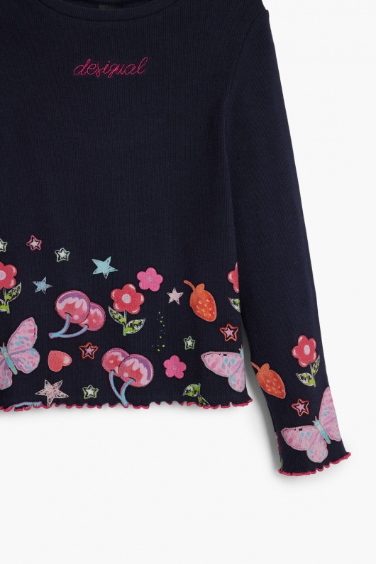 Bluză bleumarin casual cu imprimeu floral
