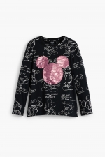 Bluză neagră cu imprimeu Mickey și paiete