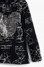 Bluză neagră cu imprimeu Mickey și paiete