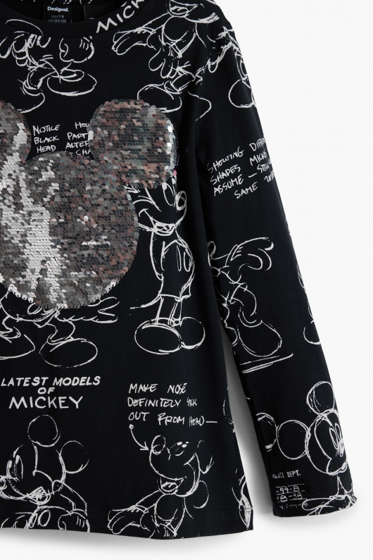 Bluză neagră cu imprimeu Mickey și paiete