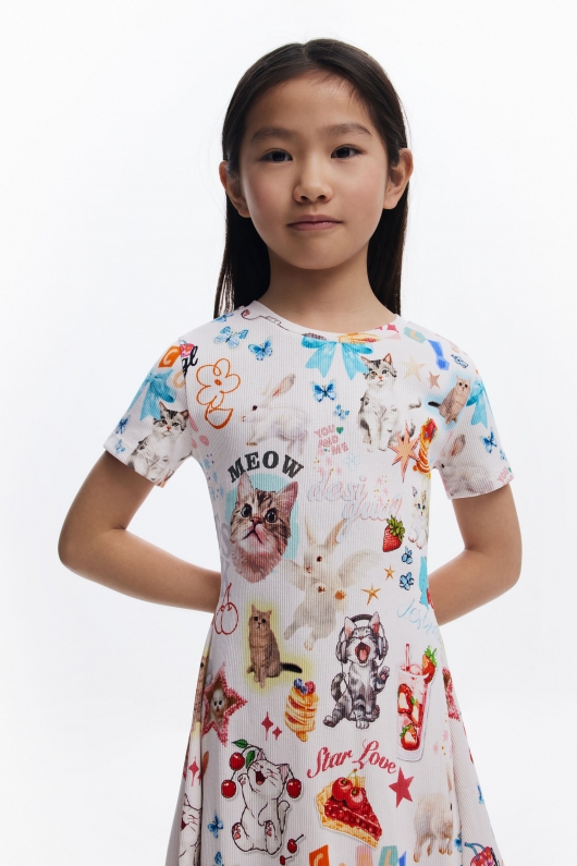 Rochie scurtă Skater cu imprimeu multicolor
