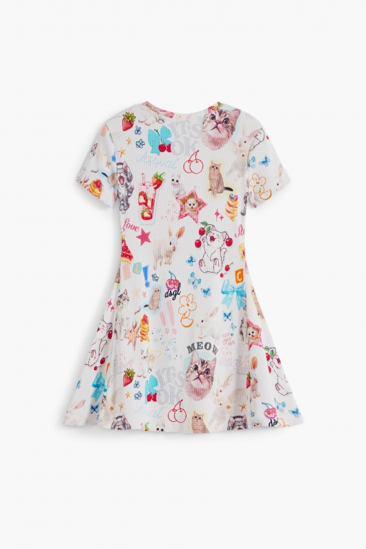 Rochie scurtă Skater cu imprimeu multicolor