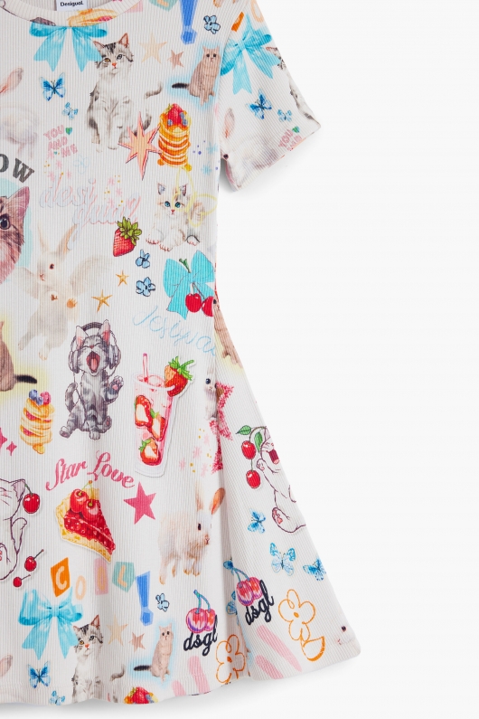 Rochie scurtă Skater cu imprimeu multicolor