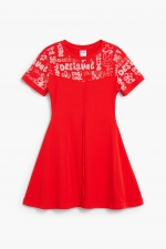 Rochie roșie A-line cu imprimeu litere
