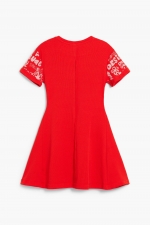 Rochie roșie A-line cu imprimeu litere