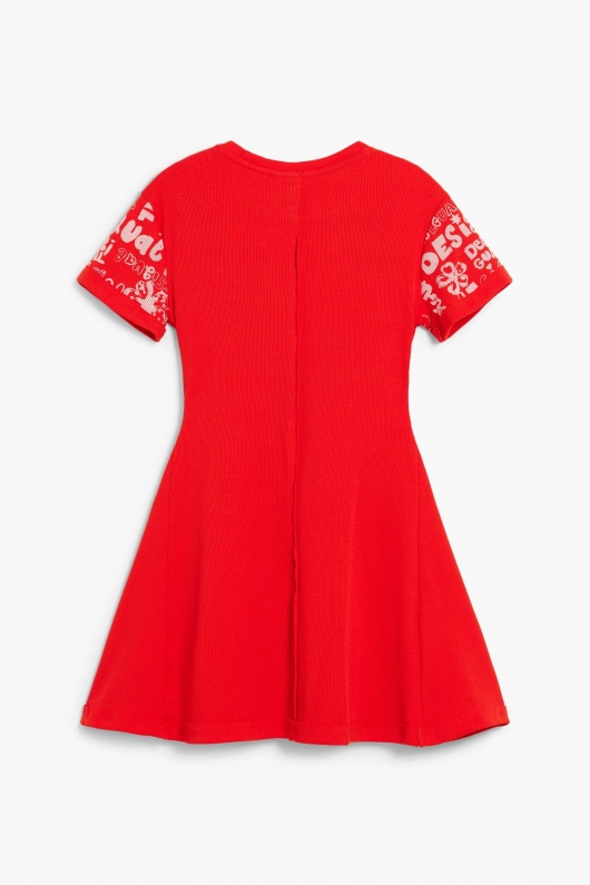 Rochie roșie A-line cu imprimeu litere