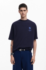 Tricou bleumarin cu imprimeu pe spate