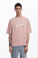 Tricou multicolor cu patch-uri brodate