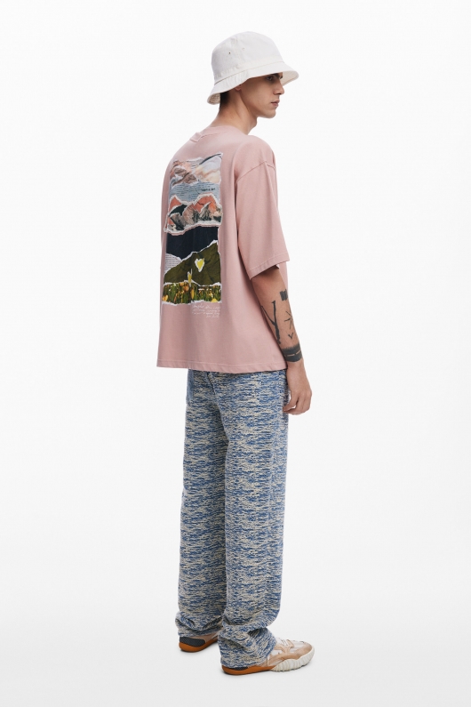 Tricou multicolor cu patch-uri brodate