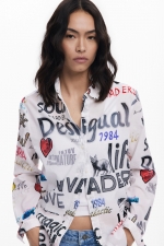 Cămașă casual cu imprimeu logo multicolor