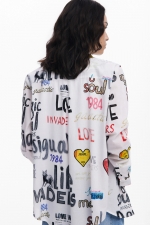 Cămașă casual cu imprimeu logo multicolor
