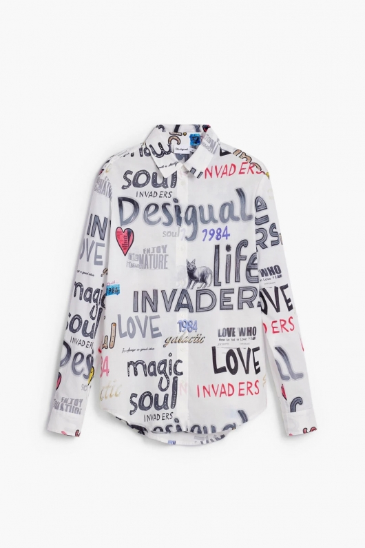 Cămașă casual cu imprimeu logo multicolor