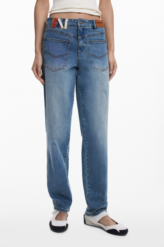 Pantaloni denim albastru deschis boyfriend